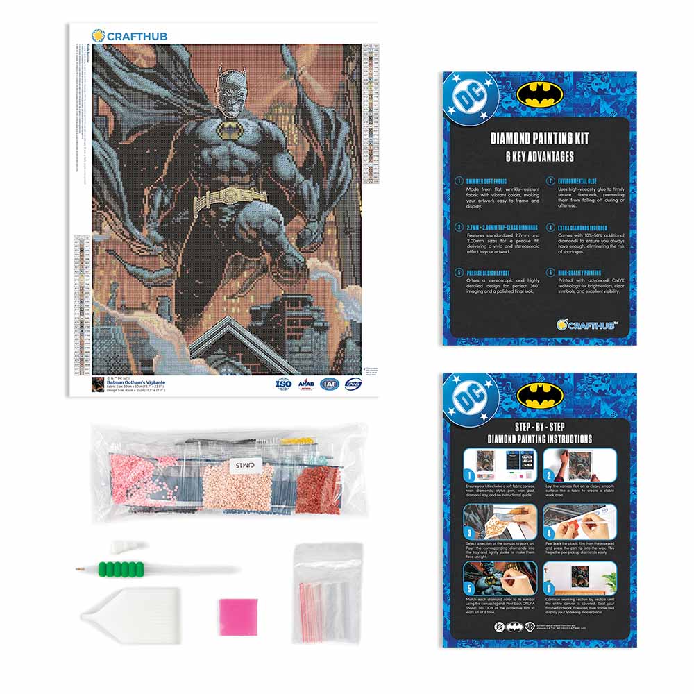 17.7" x 21.7" / 45cm x 55cm Batman Gotham's Vigilante - Diamond Painting Kit
