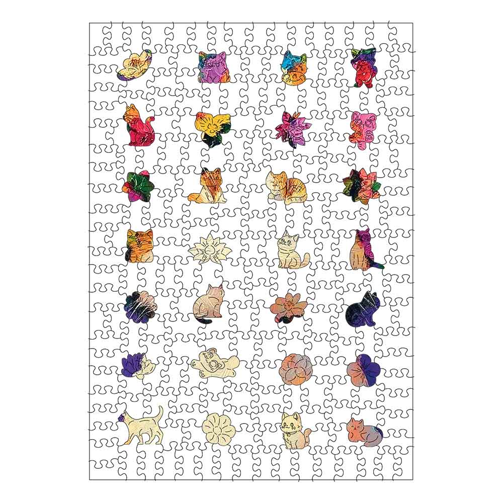 Blütenkatze - Holzpuzzle