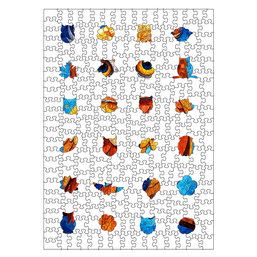 Strahlende Eule - Holzpuzzle