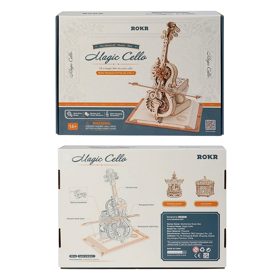 Magische Cello-Spieluhr 3D-Holzpuzzle