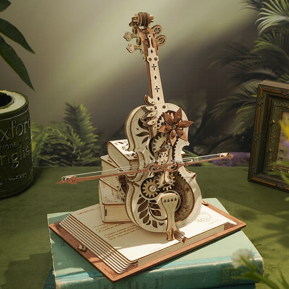 Magische Cello-Spieluhr 3D-Holzpuzzle