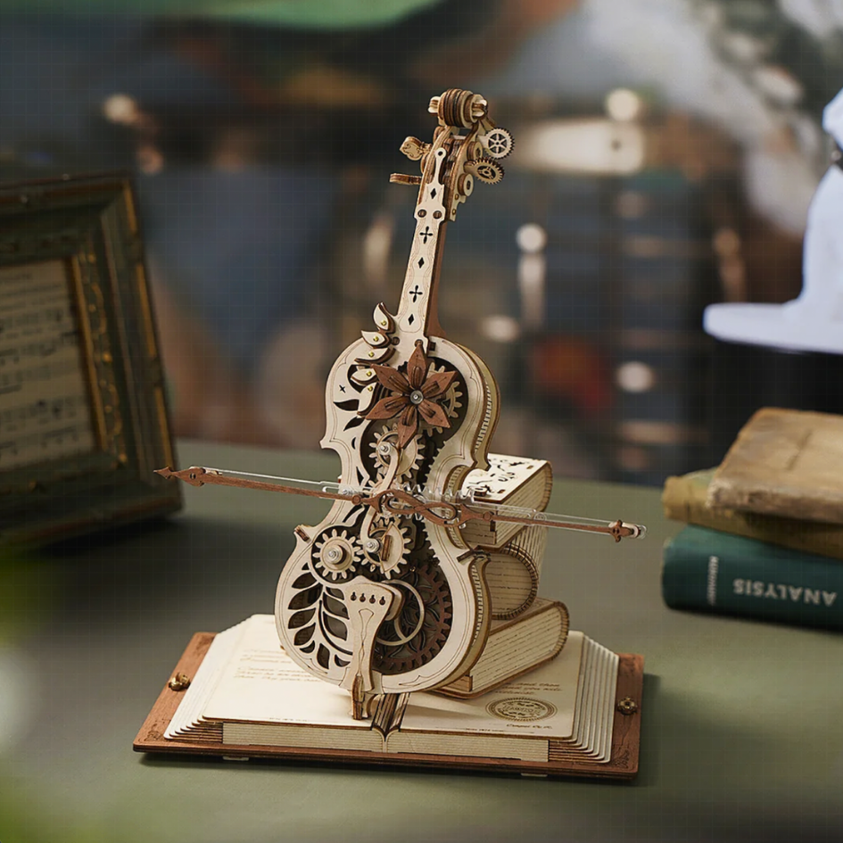 Magische Cello-Spieluhr 3D-Holzpuzzle