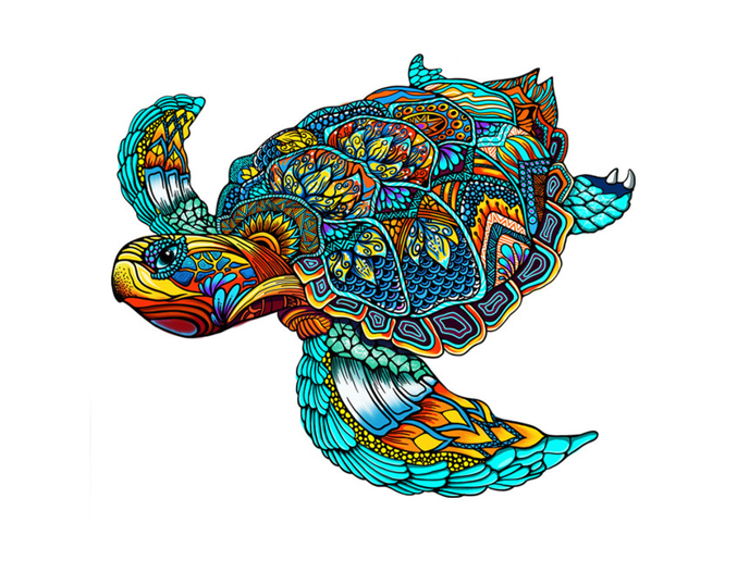 Blaue Schildkröte - Puzzel
