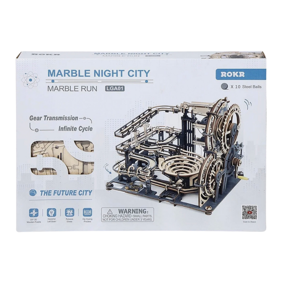 Murmelnacht Stadt - Murmelbahn 3D-Holzpuzzle
