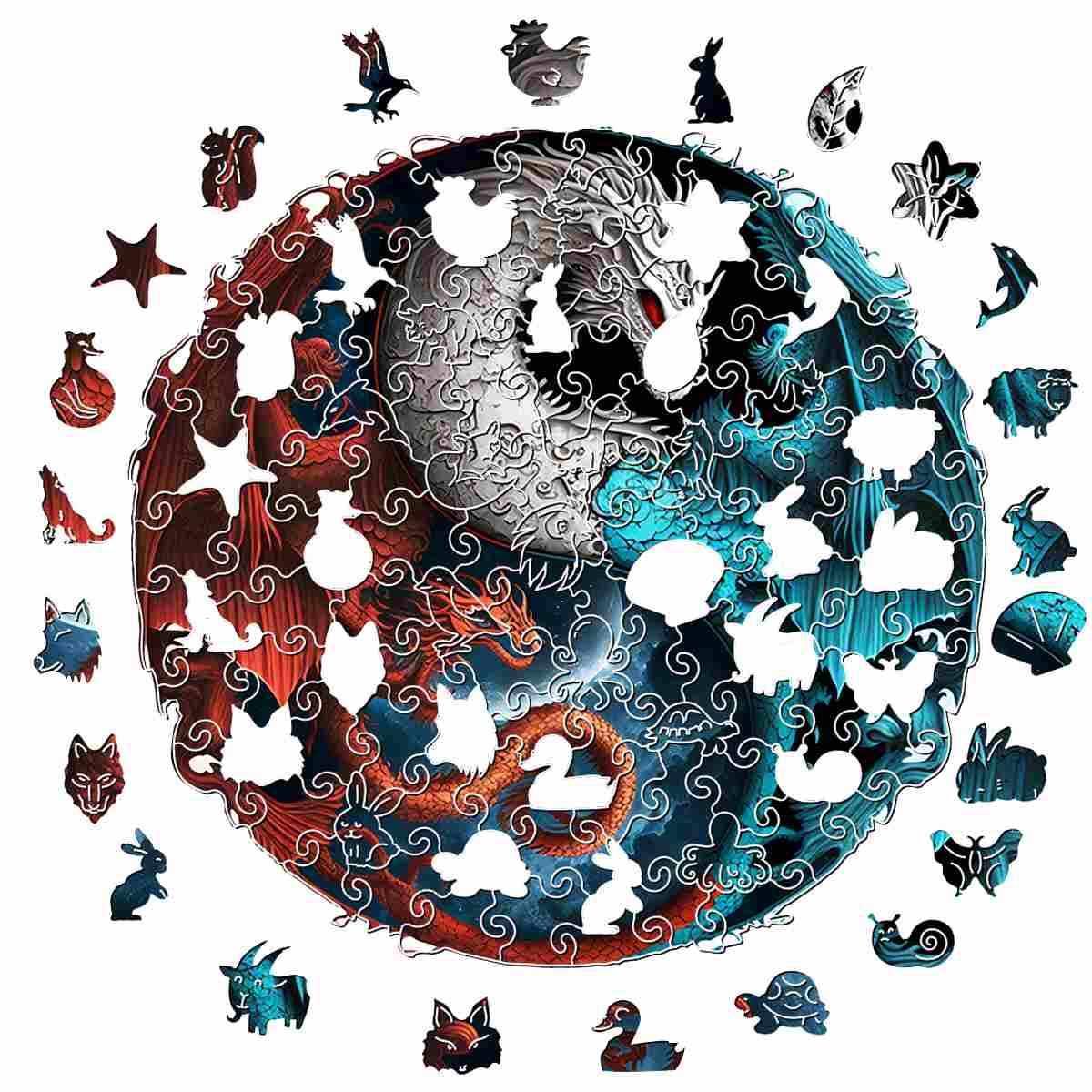 Drache Yin Yang - Puzzel