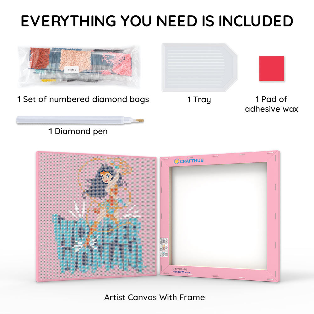 Wonder Woman - Diamond Painting Set mit Rahmen
