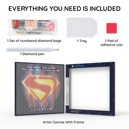 Superman Logo - Diamond Painting Set mit Rahmen