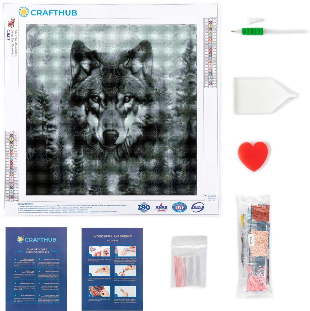 17.7" x 17.7" (45x45cm) Lone Wolf - Diamond Painting Kit