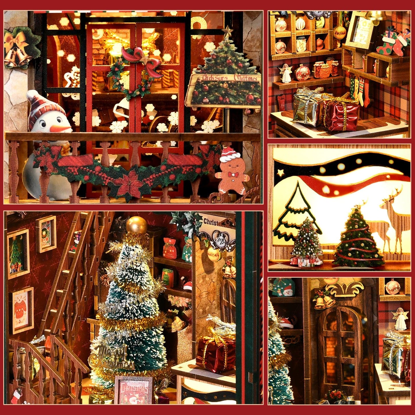 Book Nook Kits 264 Pieces | 21.5×16×11 cm (8.5"×6.3"×4.3") Christmas Shop - DIY Book Nook Kit