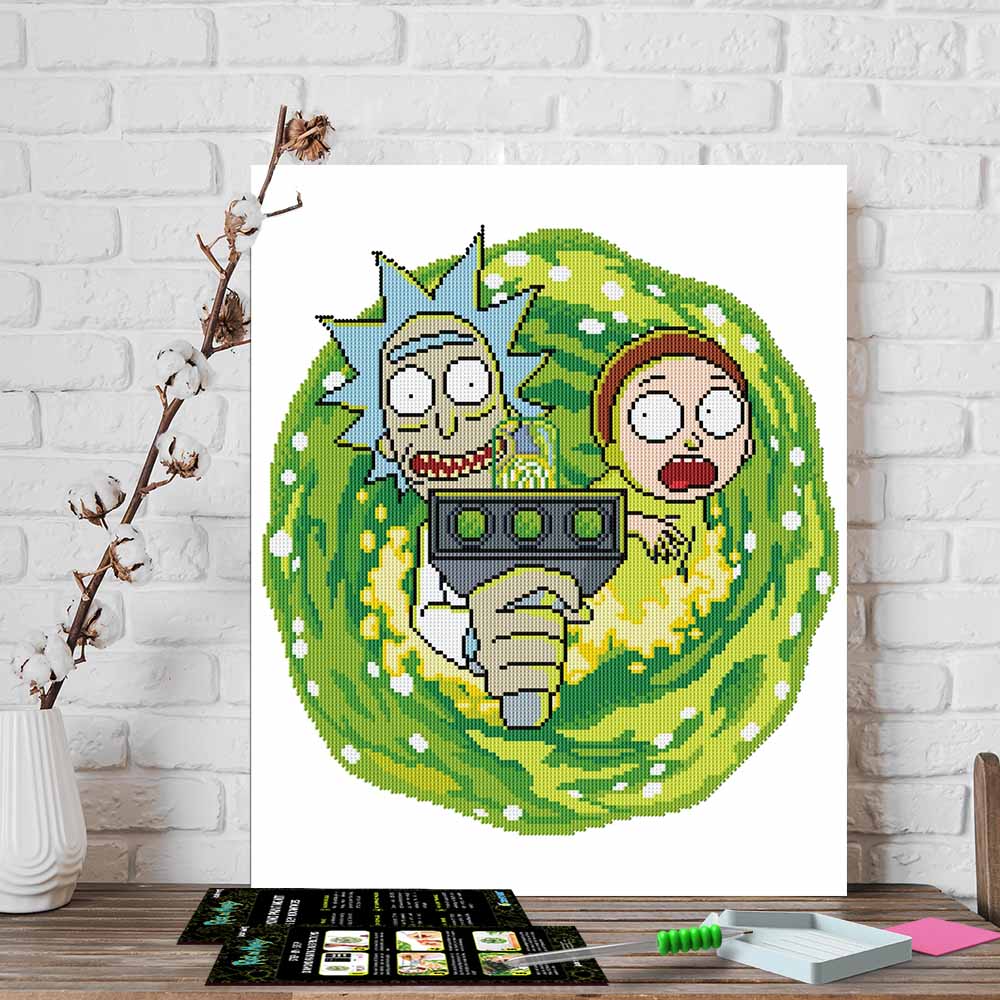 17.7" x 21.7" / 45cm x 55cm Rick & Morty - Diamond Painting Kit