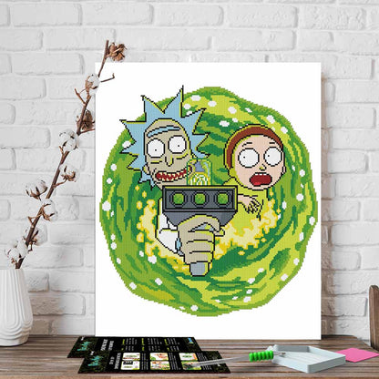 17.7" x 21.7" / 45cm x 55cm Rick & Morty - Diamond Painting Kit