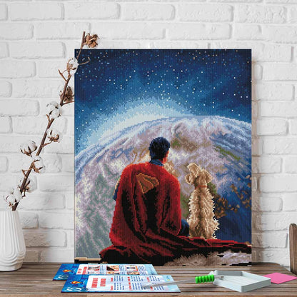 17.7" x 21.7" / 45cm x 55cm Superman & Krypto - Diamond Painting Kit