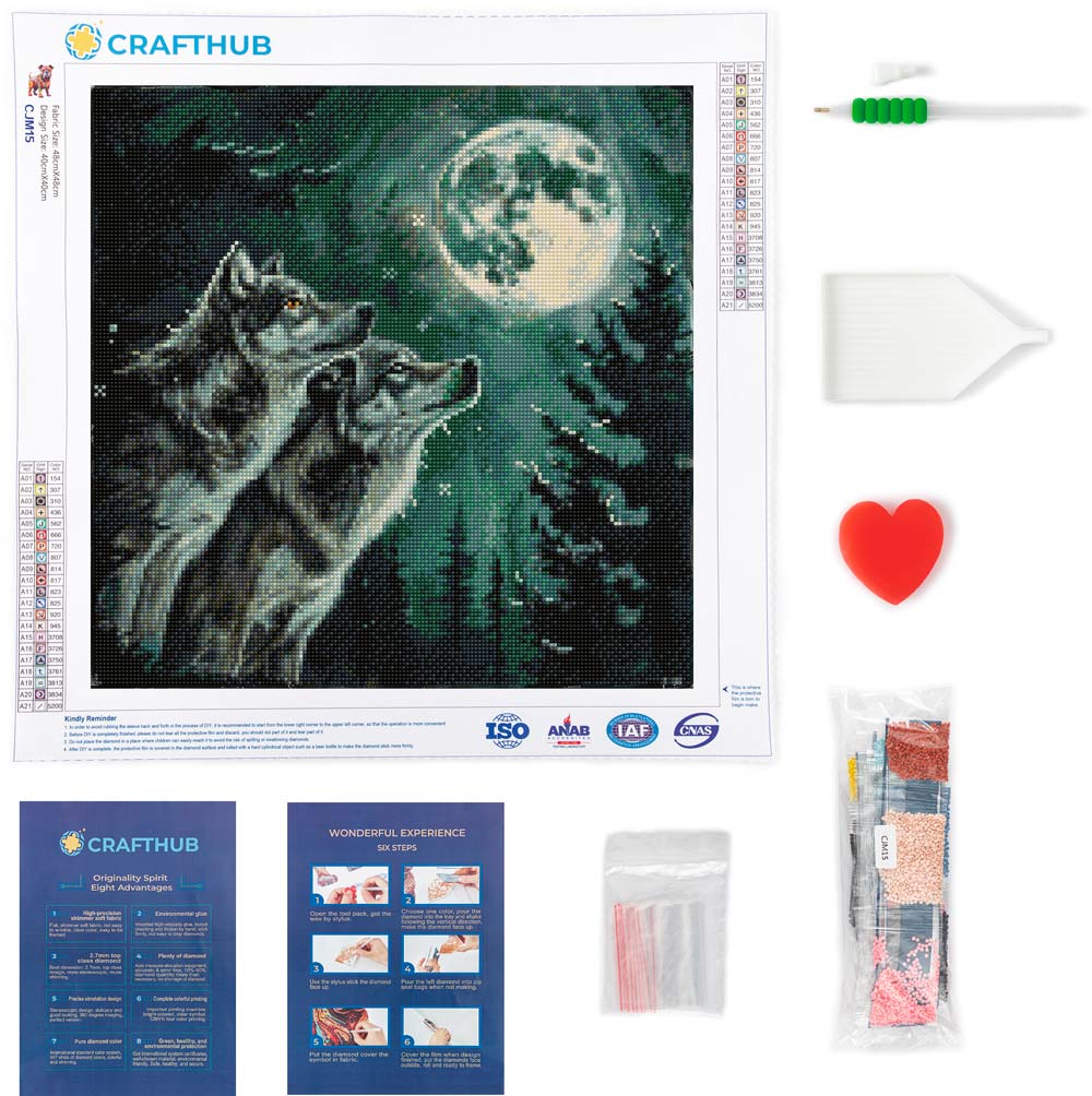 Moonlit Wolf Pair - Diamond Painting Kit