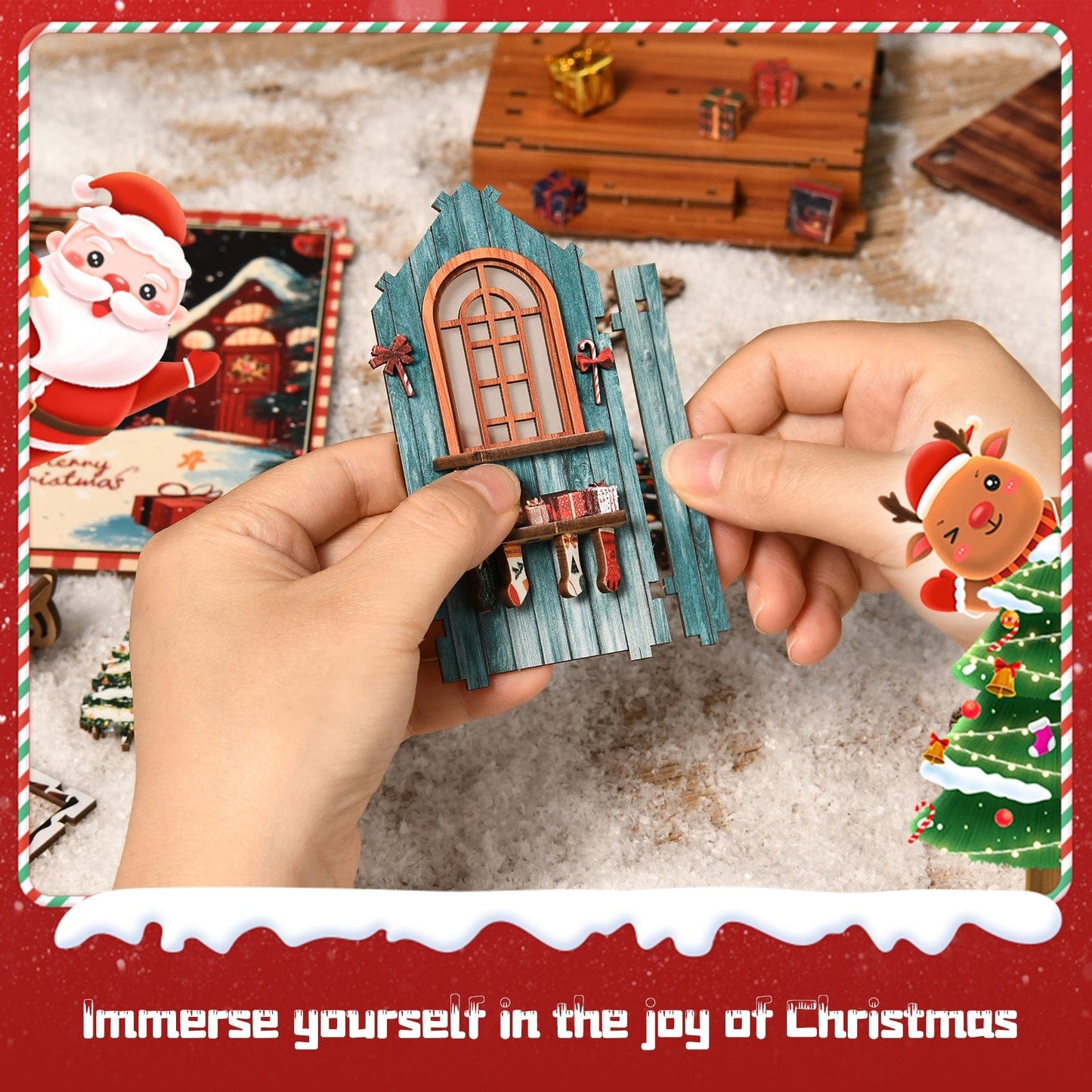 Book Nook Kits 161 Pieces | 17.5x12x10.5 cm (6.9"x4.7"x4.1") Christmas Snow Cabin - DIY Book Nook Kit