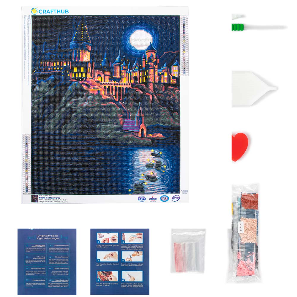 19.7" x 23.6" / 50cm x 60cm Boats To Hogwarts - Diamond Painting Kit