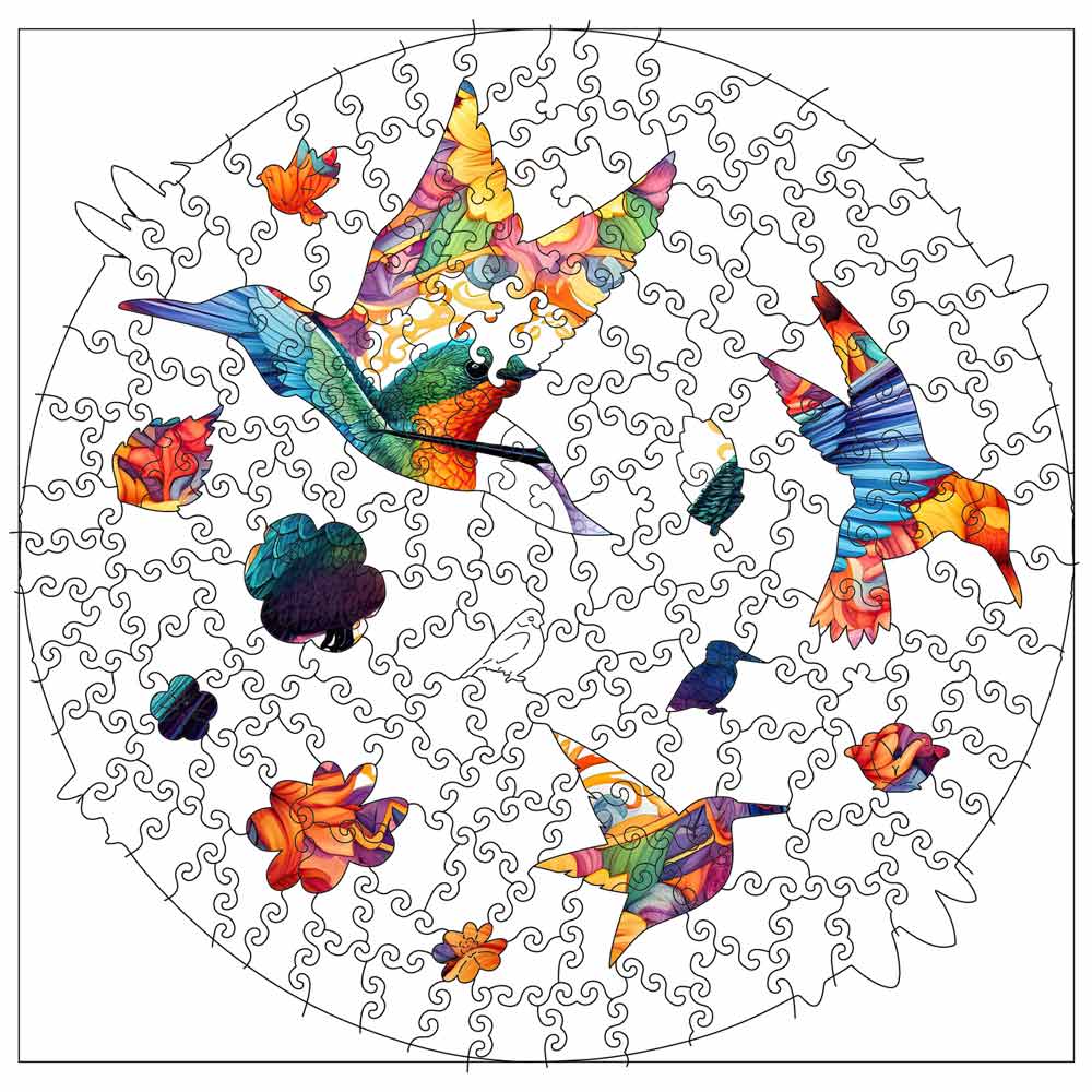 Animal Jigsaw Puzzle > Wooden Jigsaw Puzzle > Jigsaw Puzzle 🔥Last Day - Vibrant Hummingbirds - Wooden Jigsaw Puzzle