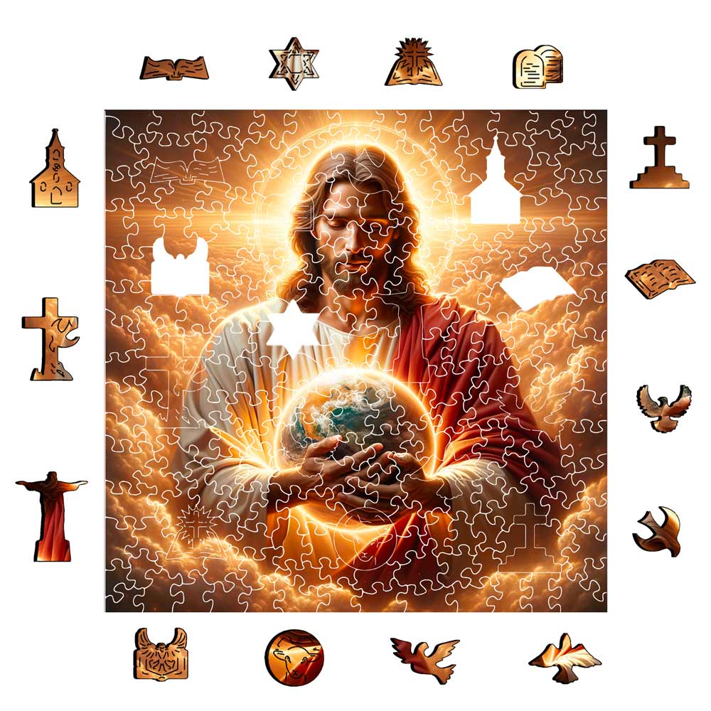 Animal Jigsaw Puzzle > Wooden Jigsaw Puzzle > Jigsaw Puzzle Whole World In His Hands - Jigsaw Puzzle