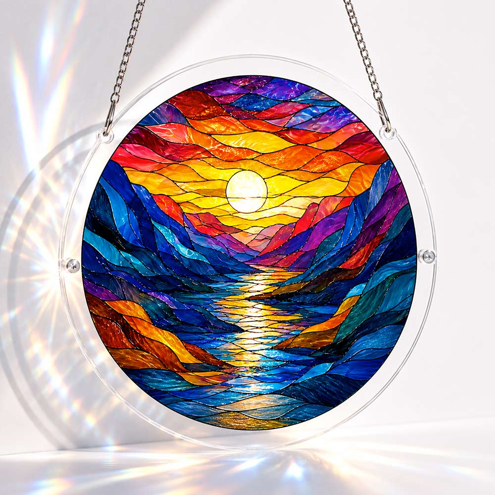 Sonnenuntergang am Fluss - Acryl-Puzzle