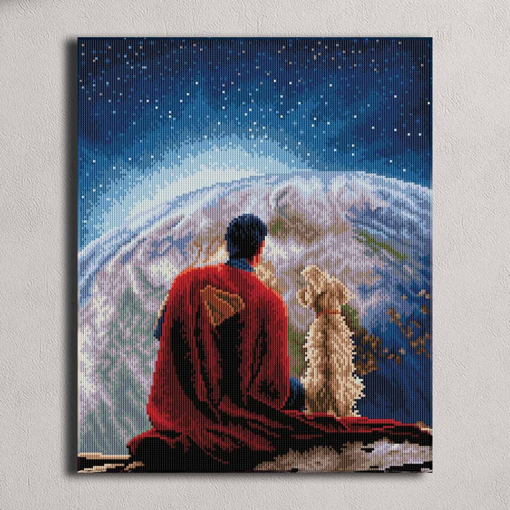 17.7" x 21.7" / 45cm x 55cm Superman & Krypto - Diamond Painting Kit