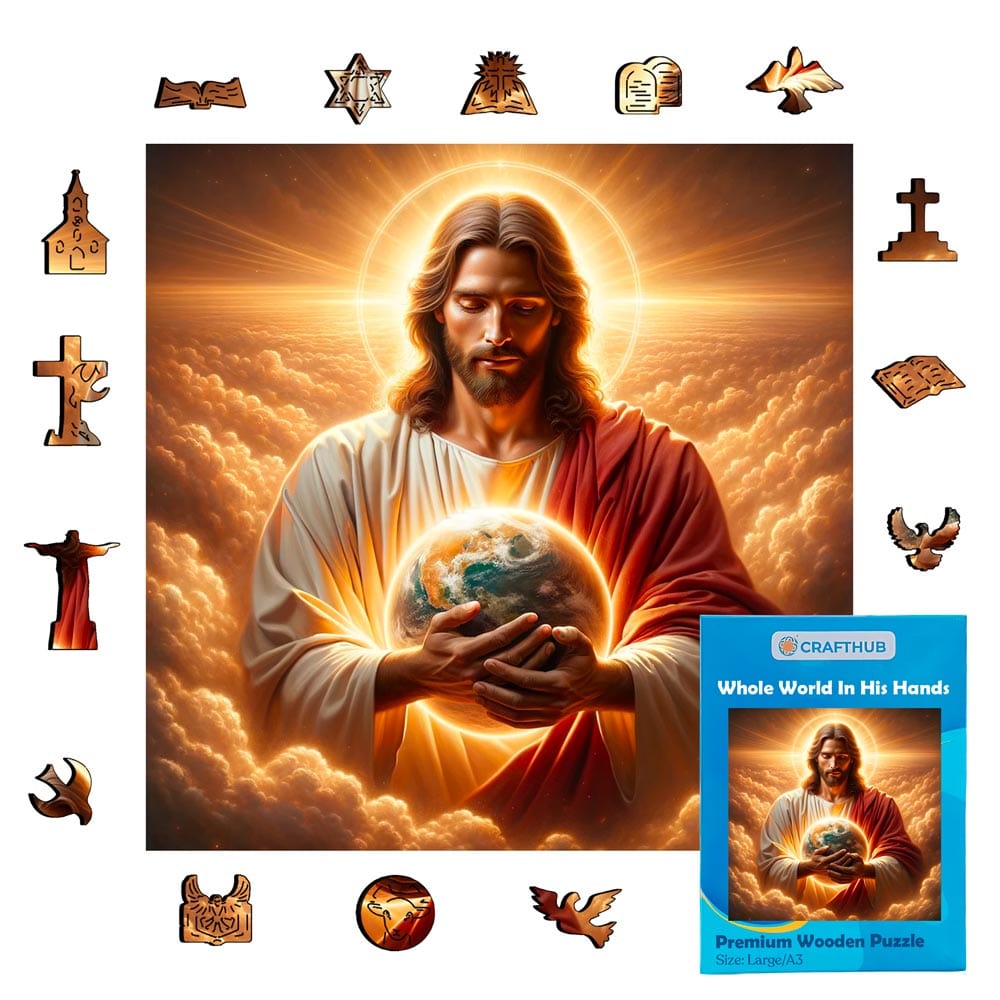 Animal Jigsaw Puzzle > Wooden Jigsaw Puzzle > Jigsaw Puzzle A3 Whole World In His Hands - Jigsaw Puzzle