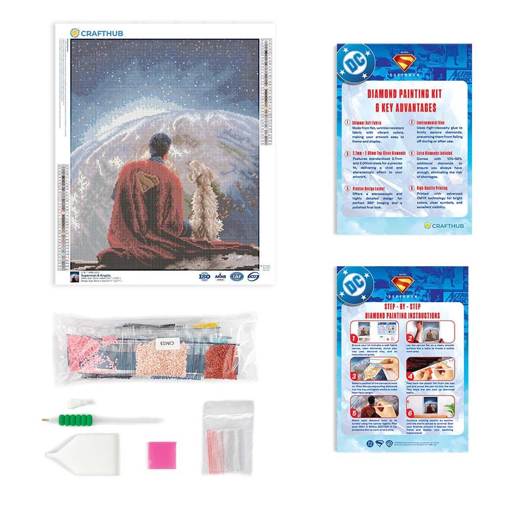 17.7" x 21.7" / 45cm x 55cm Superman & Krypto - Diamond Painting Kit