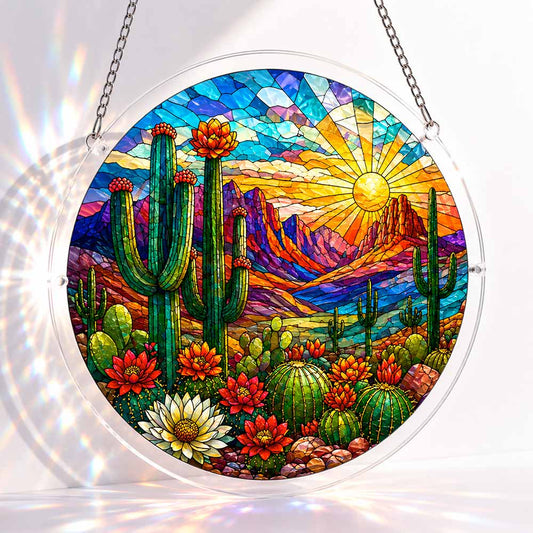 Kaktus im Sonnenuntergang - Acryl-Puzzle