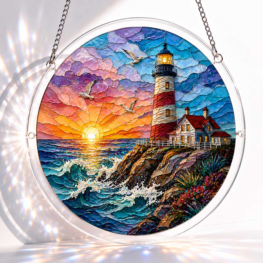 Leuchtturm im Sonnenuntergang - Acryl-Puzzle