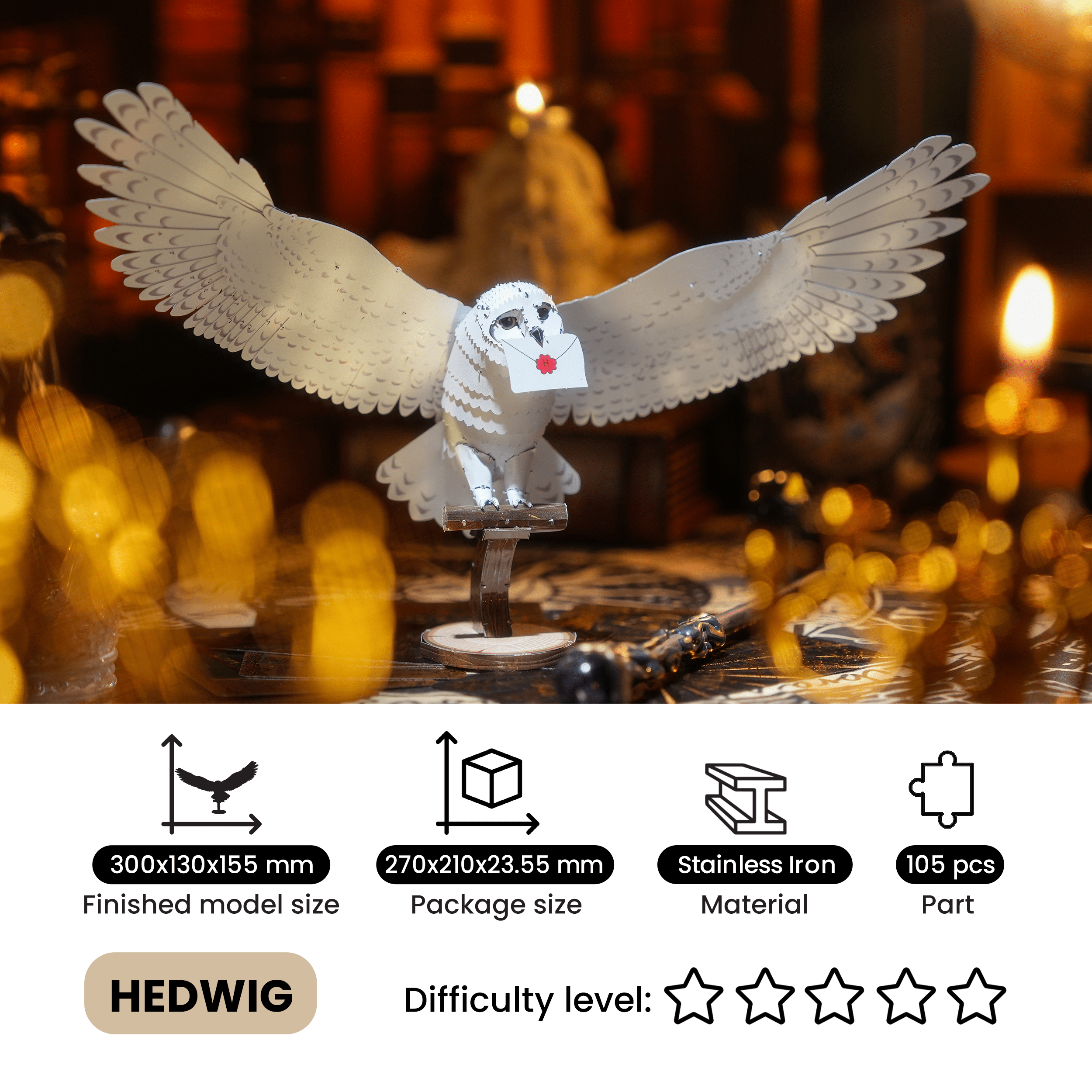 LARGE SIZE Hedwig - 3D Metal Puzzle