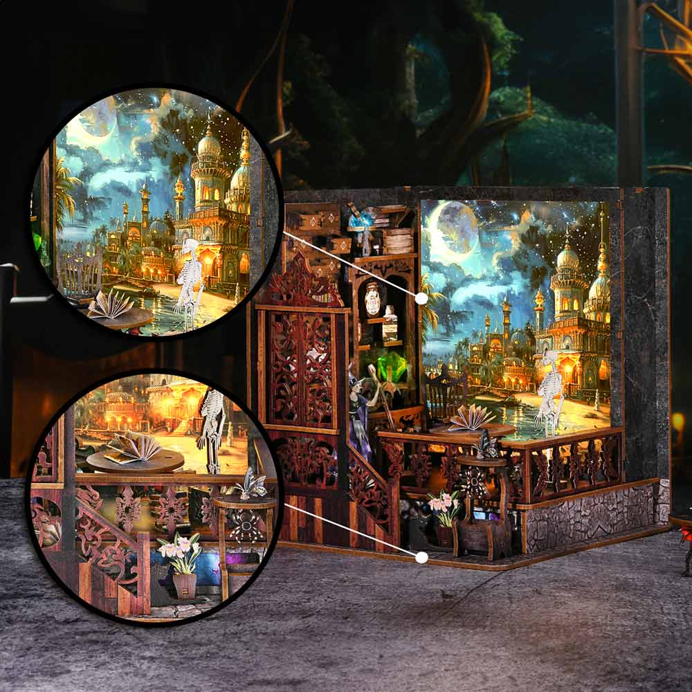 3D Wooden Puzzles 112 Pieces | 7.9"x6.9"x6.9" Magic Exploration - DIY Book Nook Kit