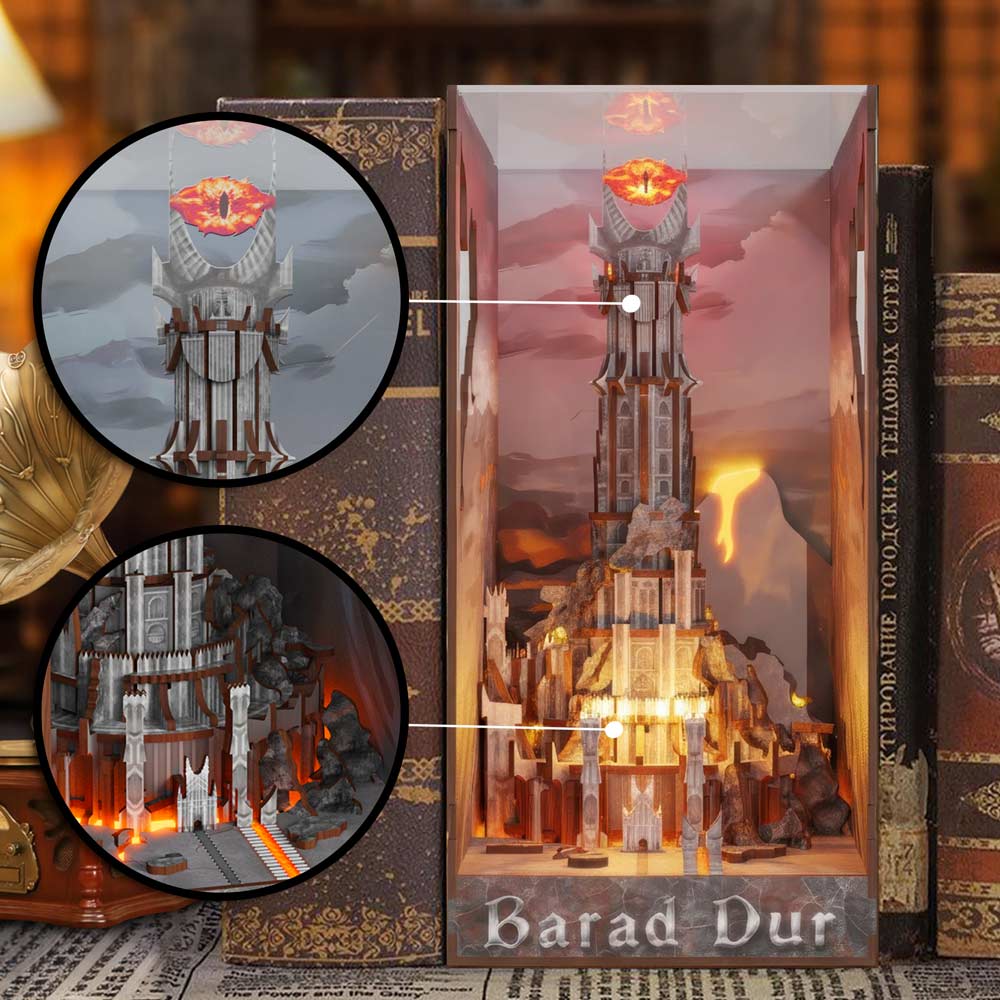 Book Nook Kits 254 Pieces | 17.8×12×24.5 cm (7.0" × 4.7" × 9.6") Barad Dur - DIY Book Nook Kit