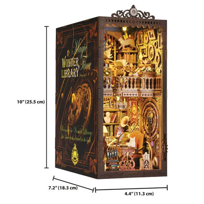 3D Wooden Puzzles 256 Pieces | 10"x7.2"x4.4" Wonder Library - DIY Book Nook Kit