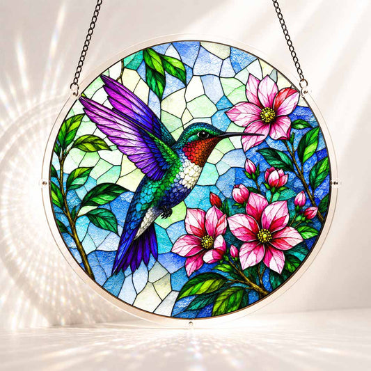 Acryl-Sonnenfänger-Puzzle - Blühender Kolibri