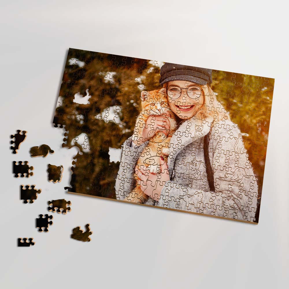 Animal Jigsaw Puzzle > Wooden Jigsaw Puzzle > Jigsaw Puzzle A3 LARGE SIZE | 11.7 x 16.5" | 200 Pieces Personalised Wooden Jigsaw Puzzle – Cat Whimsies