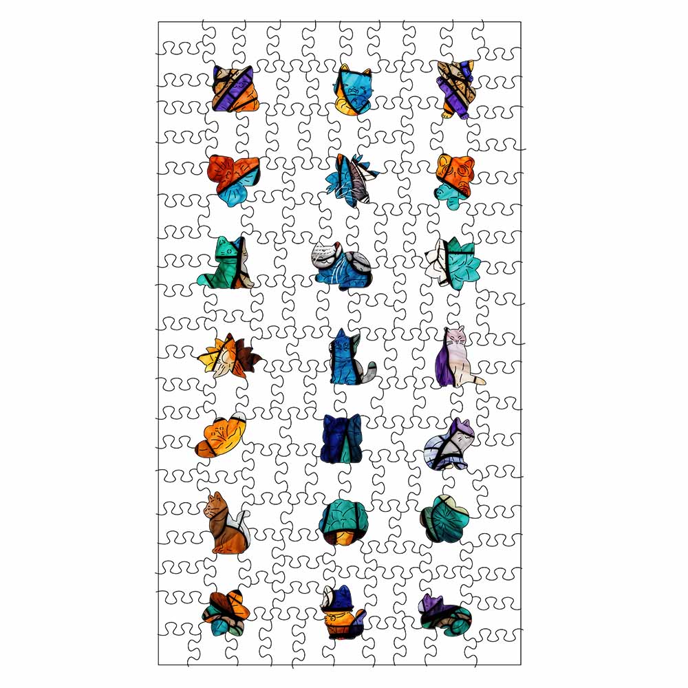 Wooden Jigsaw Puzzles Stained Glass Cats - Jigsaw Puzzle