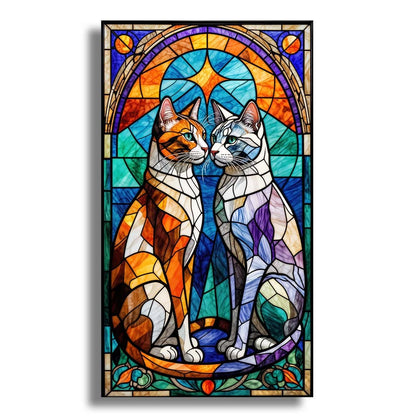 Wooden Jigsaw Puzzles Stained Glass Cats - Jigsaw Puzzle