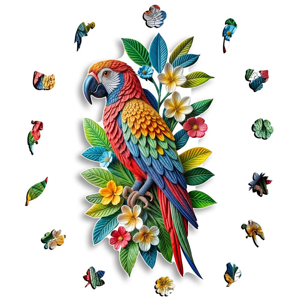 Wooden Jigsaw Puzzles A5 Floral Parrot - Jigsaw Puzzle
