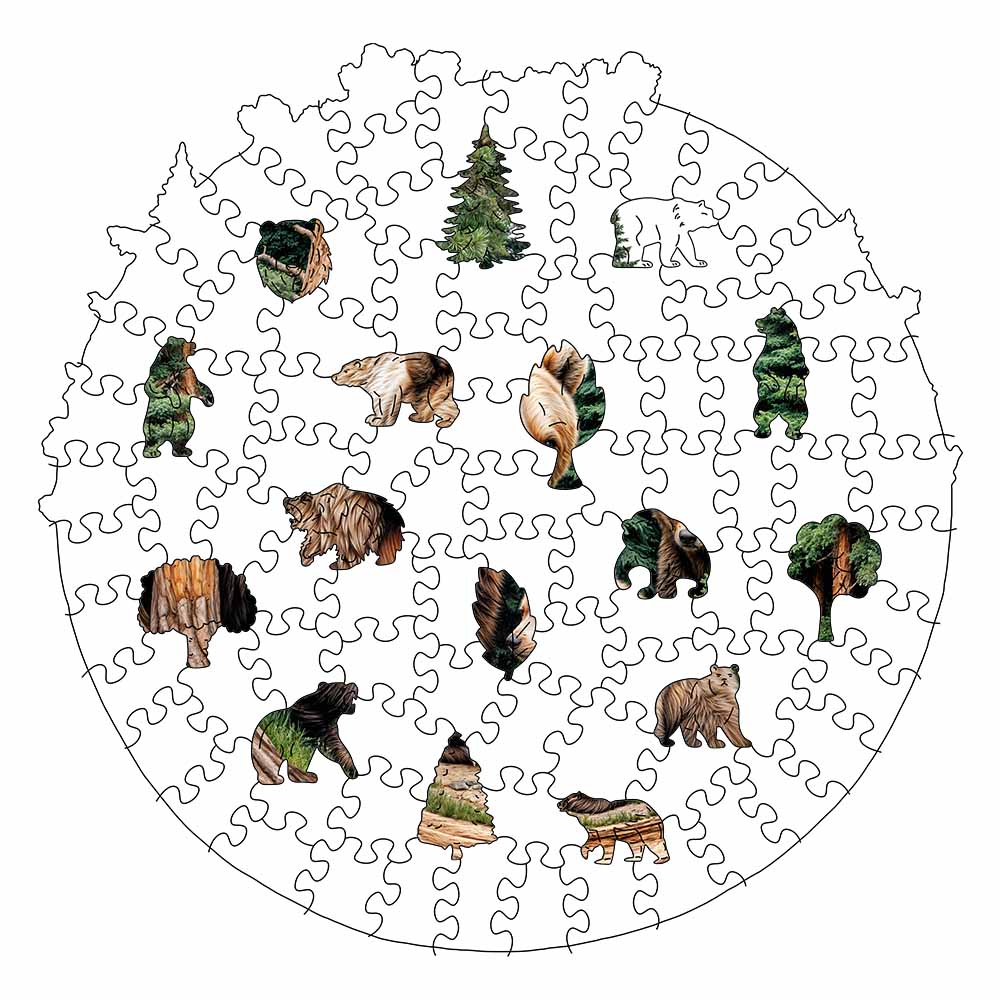 Wooden Jigsaw Puzzles Woodland Bears - Jigsaw Puzzle