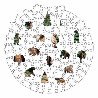 Wooden Jigsaw Puzzles Woodland Bears - Jigsaw Puzzle