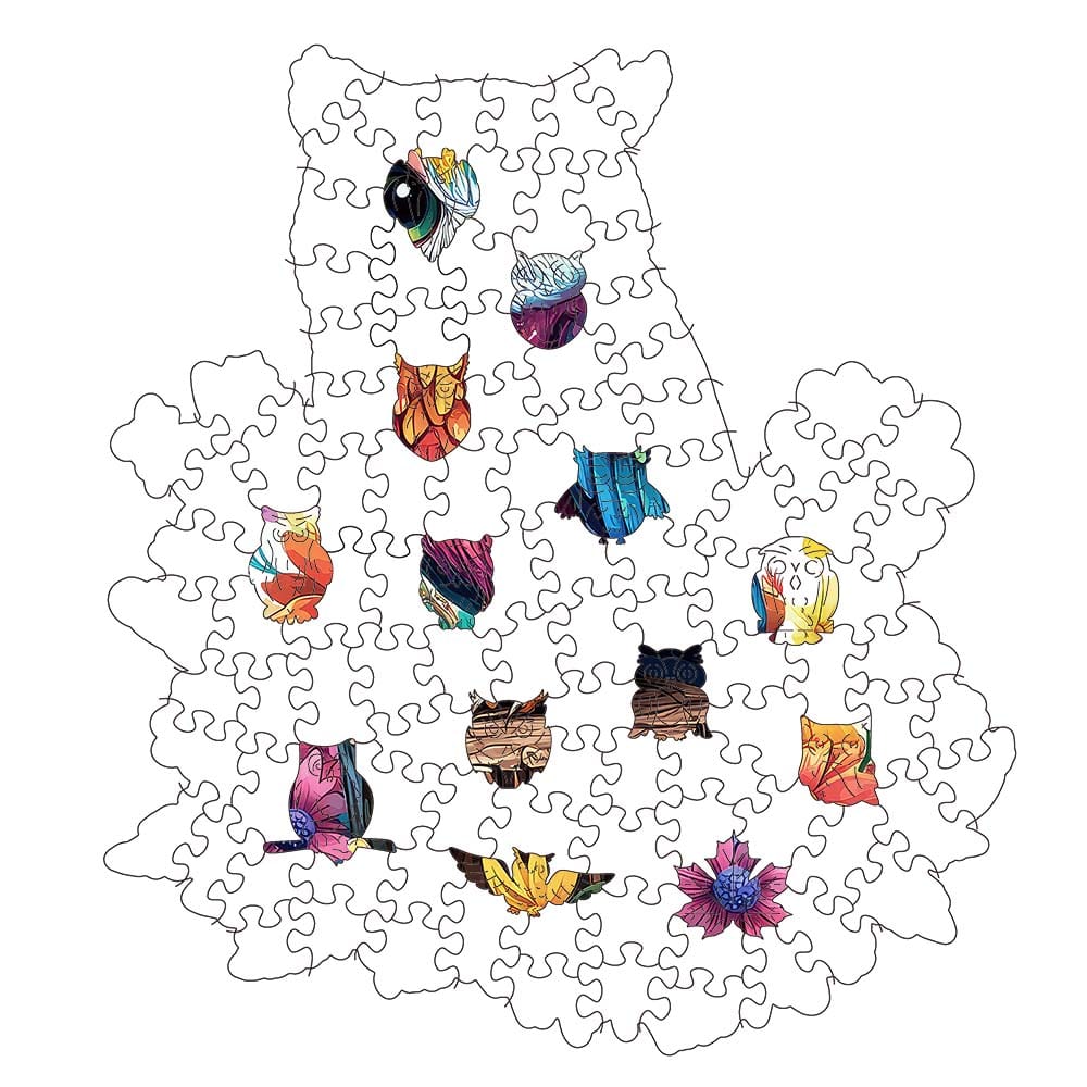 Animal Jigsaw Puzzle > Wooden Jigsaw Puzzle > Jigsaw Puzzle Floral Owl - Jigsaw Puzzle