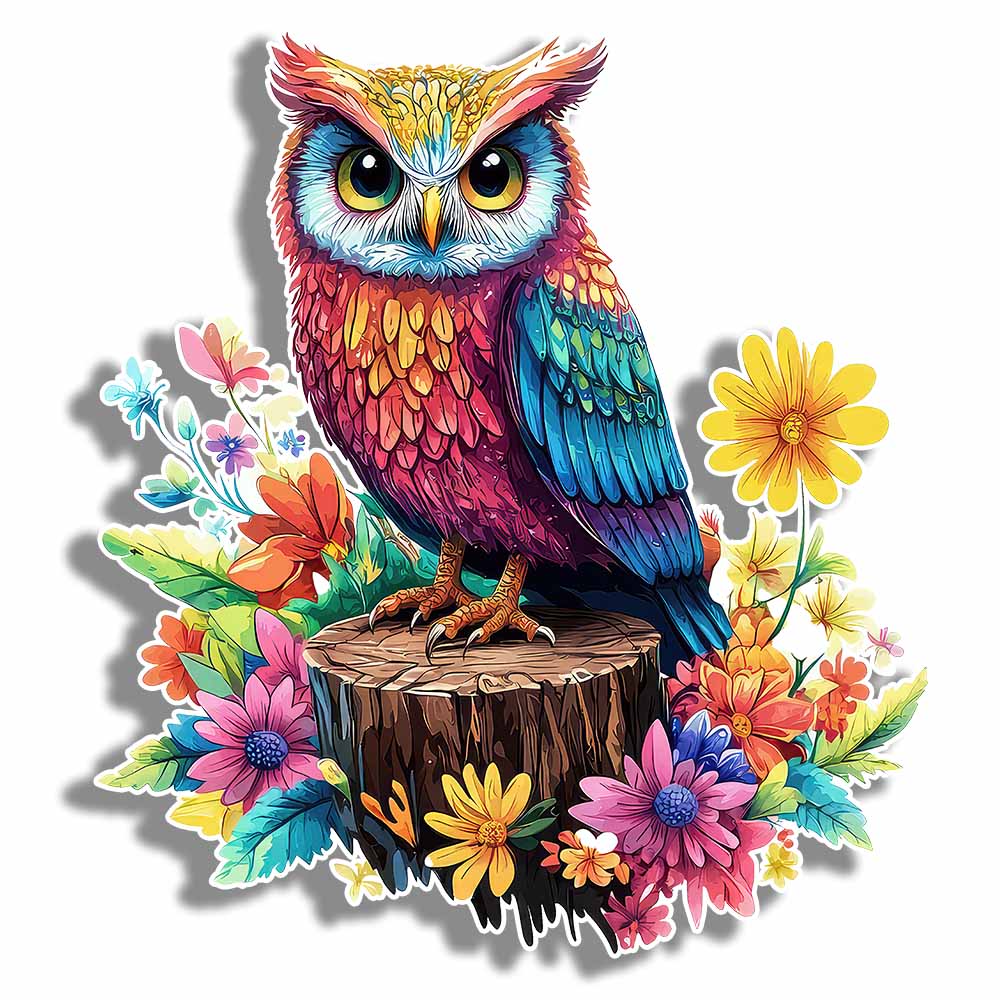 Animal Jigsaw Puzzle > Wooden Jigsaw Puzzle > Jigsaw Puzzle Floral Owl - Jigsaw Puzzle