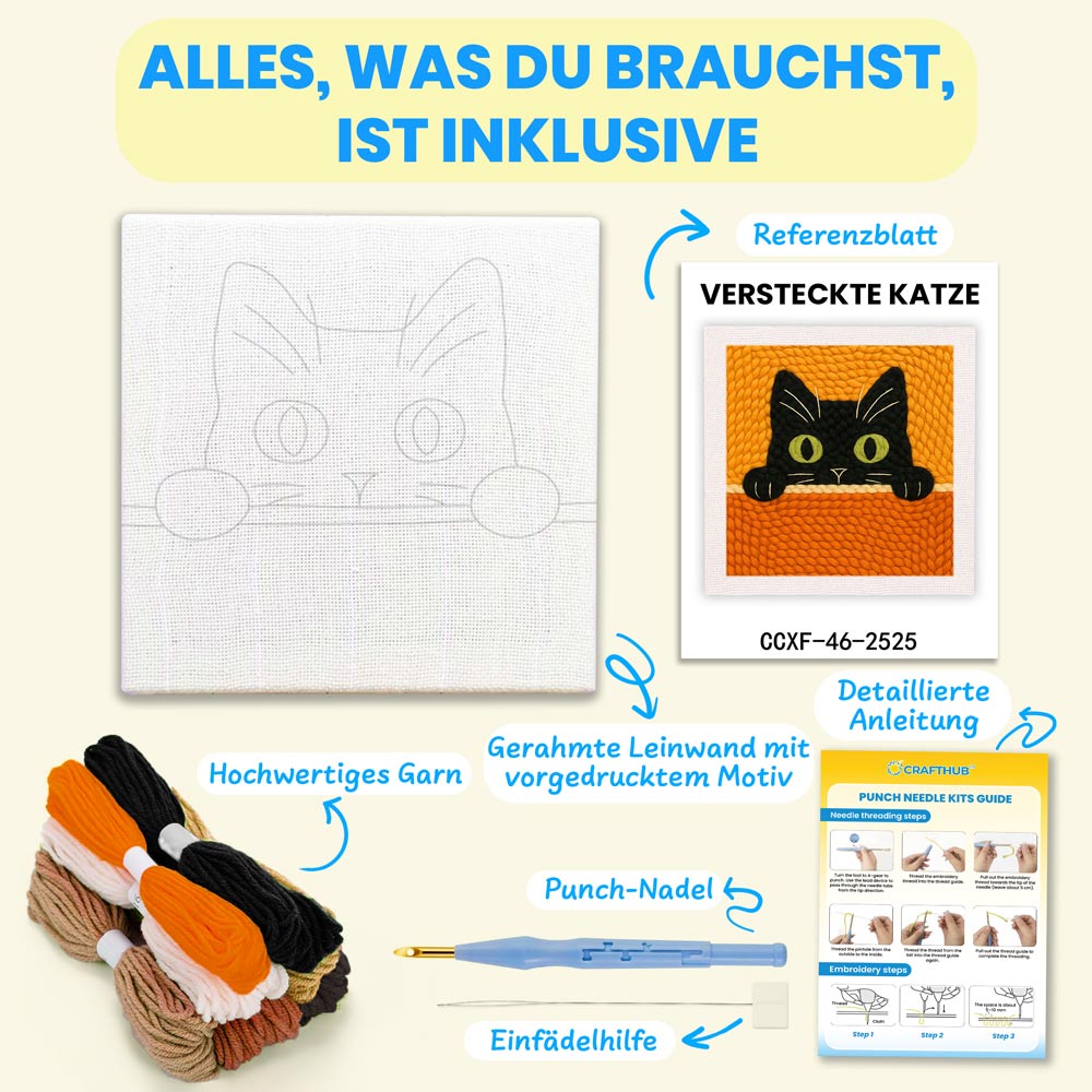 Versteckte Katze – Punch Needle Kit