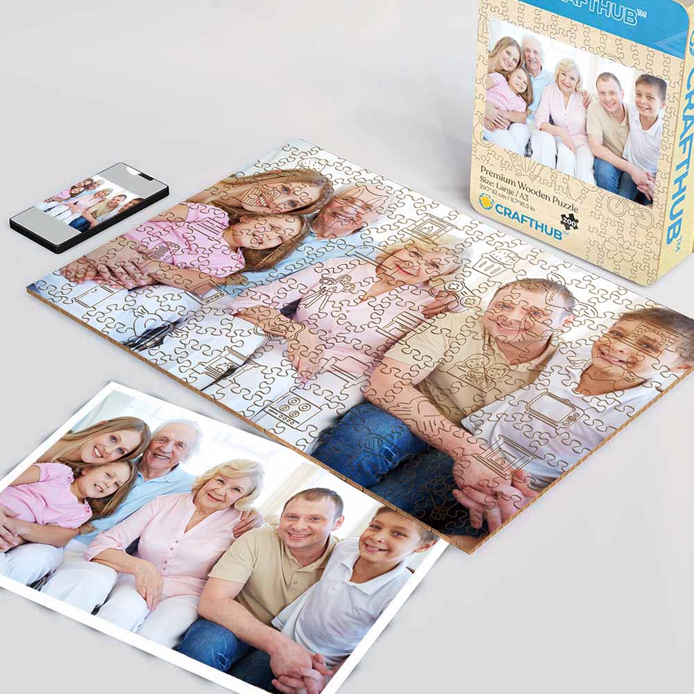 Animal Jigsaw Puzzle > Wooden Jigsaw Puzzle > Jigsaw Puzzle A3 LARGE SIZE | 11.7 x 16.5" | 200 Pieces Personalised Wooden Jigsaw Puzzle – Family Life Whimsies