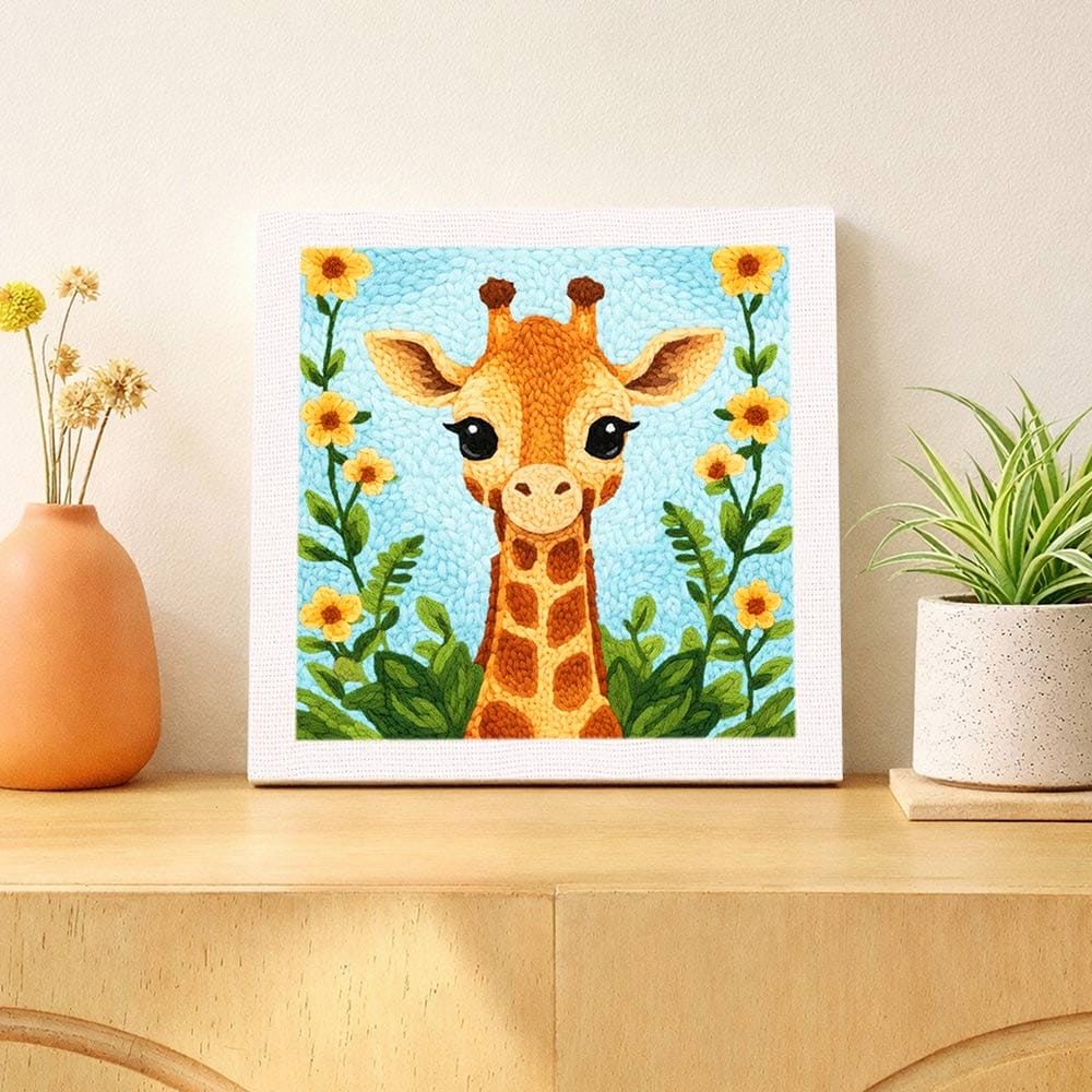 Painting By Numbers Kits 9.8" x 9.8" (25x25cm) Giraffe - Punch Needle Kit