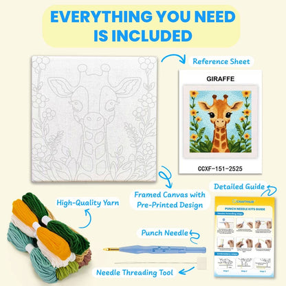 Painting By Numbers Kits 9.8" x 9.8" (25x25cm) Giraffe - Punch Needle Kit