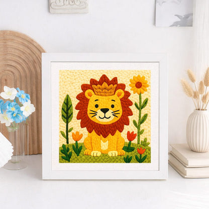Painting By Numbers Kits 9.8" x 9.8" (25x25cm) Lion - Punch Needle Kit
