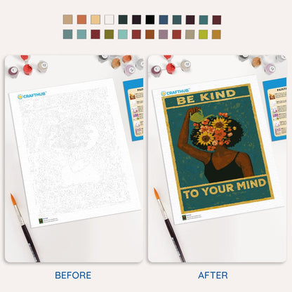 Painting By Numbers Kits 15.7" x 19.6" (40 x 50cm) Be Kind To Your Mind - Paint By Numbers Kit