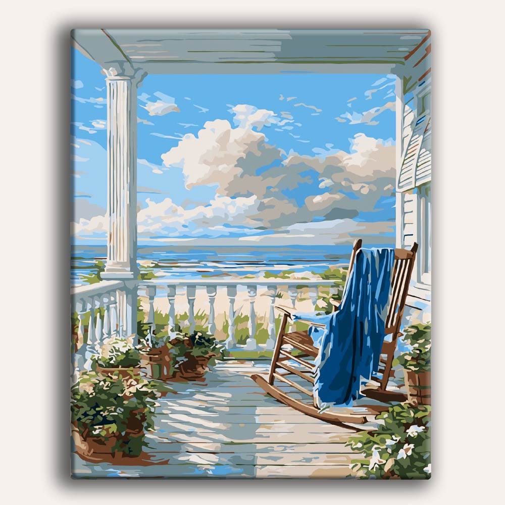 Painting By Numbers Kits 15.7" x 19.6" (40 x 50cm) Beach House View - Paint By Numbers Kit