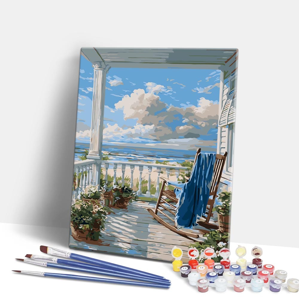 Painting By Numbers Kits 15.7" x 19.6" (40 x 50cm) Beach House View - Paint By Numbers Kit