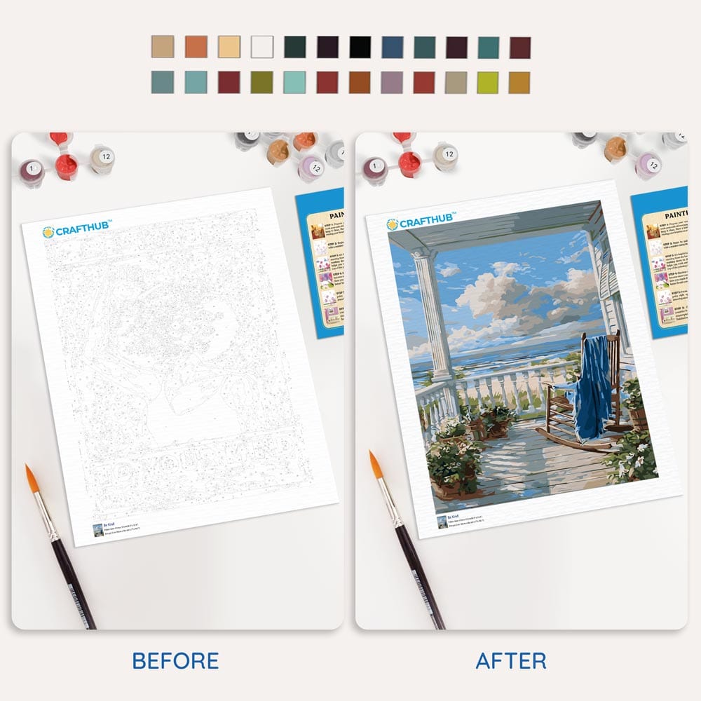 Painting By Numbers Kits 15.7" x 19.6" (40 x 50cm) Beach House View - Paint By Numbers Kit