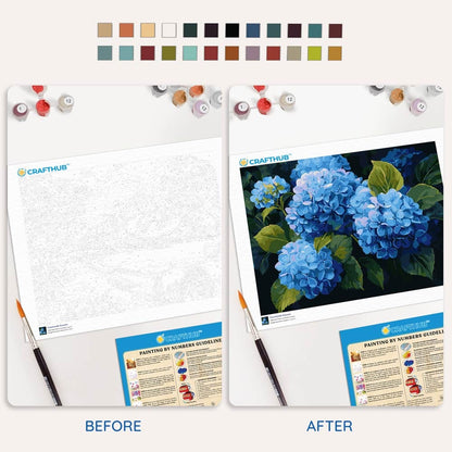 Painting By Numbers Kits 15.7" x 19.6" (40 x 50cm) Blue Hydrangeas - Paint By Numbers Kit